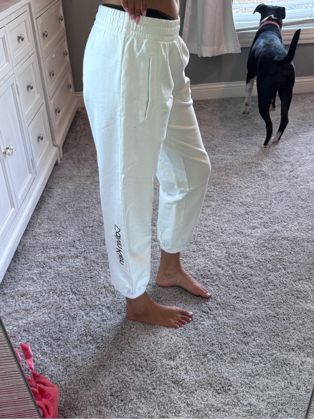 Calvin Klein White Logo Jogger Sweatpants